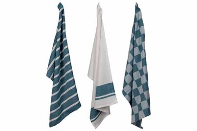 Stoff Keukendoek Petrol Blue&nbsp;<br />50 x 70 cm · katoen · 3 assorti