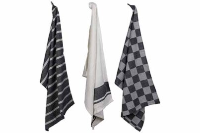 Stoff Keukendoek Vivid Black&nbsp;<br />50 x 70 cm · katoen · 3 assorti