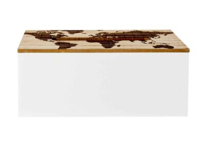 Tissuebox World Map&nbsp;<br />24,5 x 13,5 x 10 cm · hout